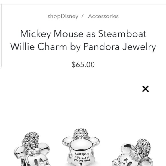 Pandora Mickey Mouse Disney steamboat Willie charm - Picture 3 of 7